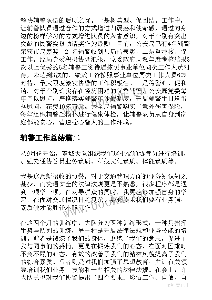 2023年辅警工作总结 公安辅警工作总结(模板8篇)