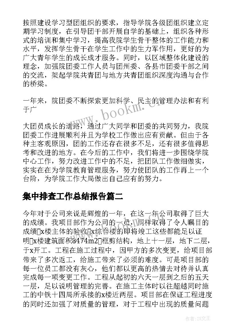 2023年集中排查工作总结报告(实用5篇)