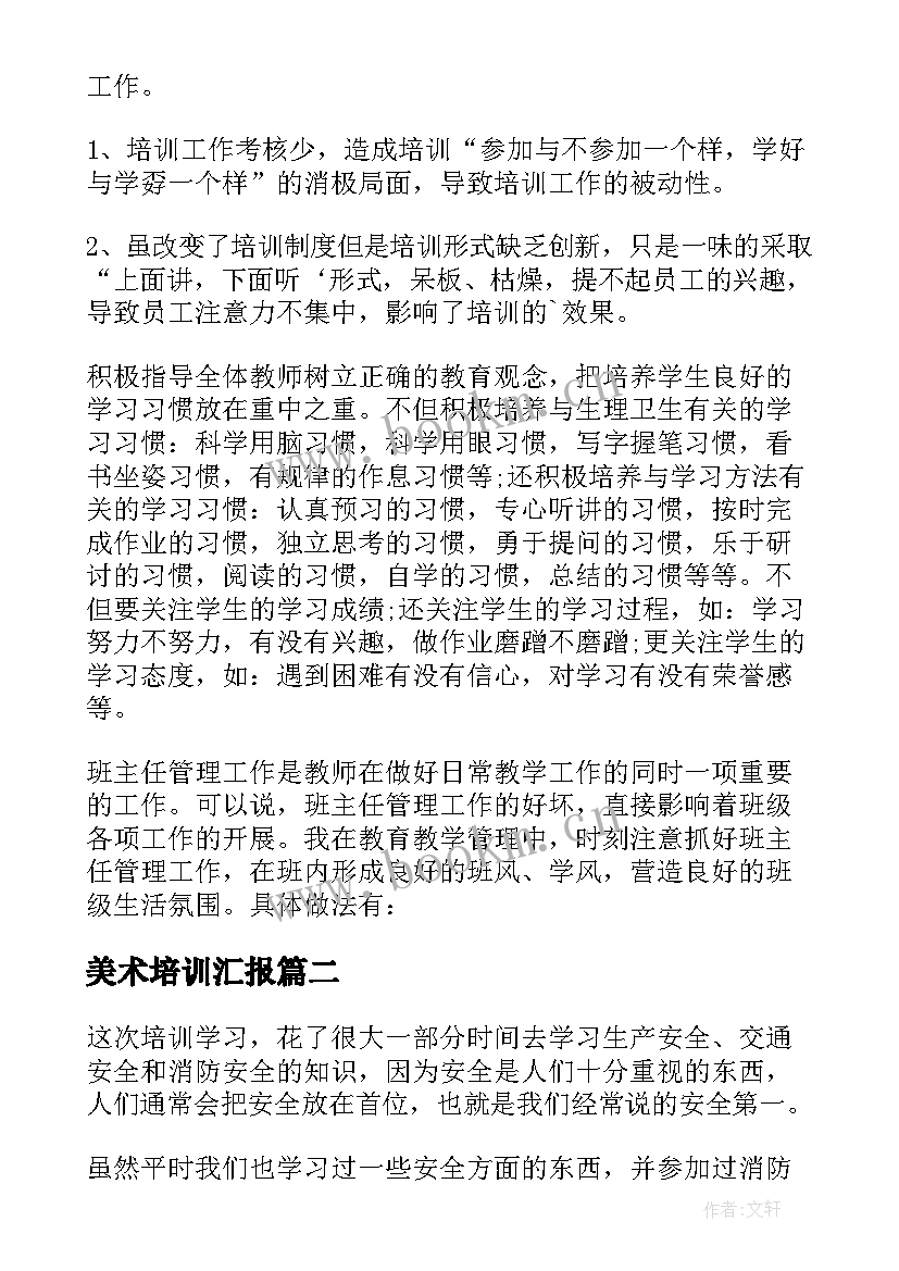 最新美术培训汇报 个人培训工作总结(大全6篇)