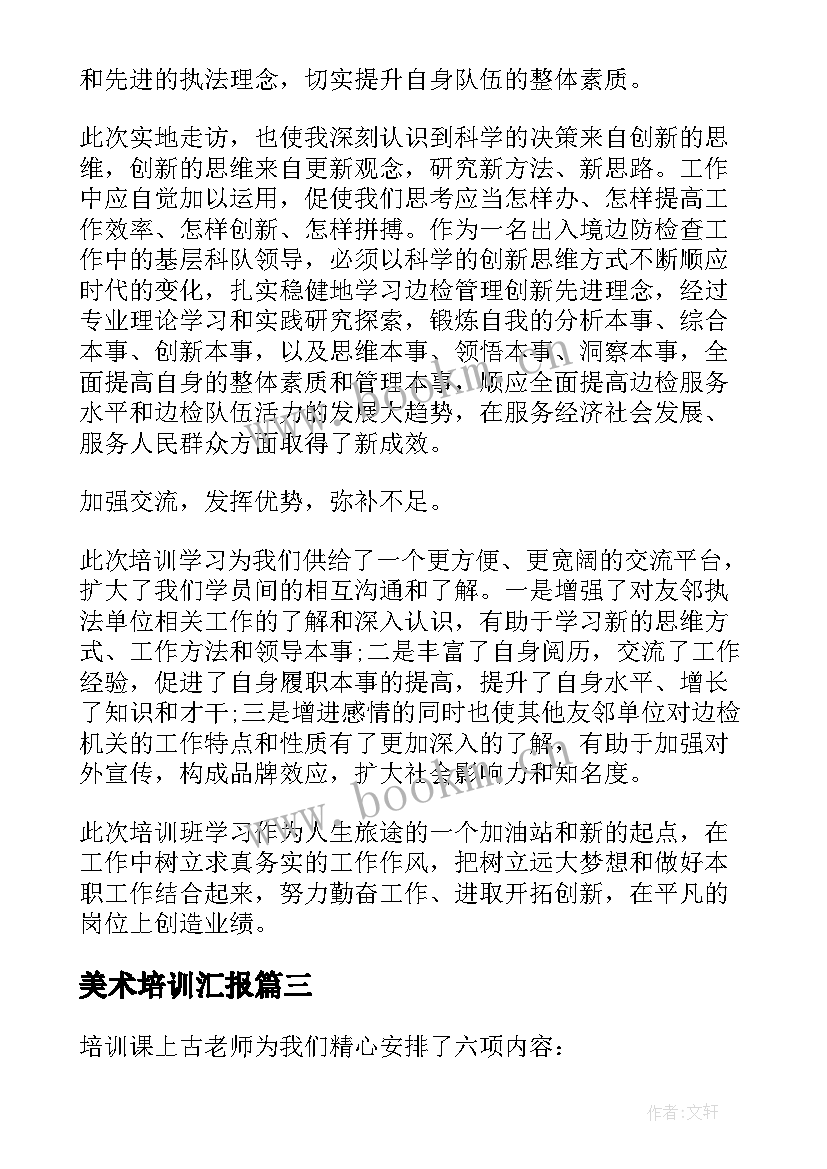 最新美术培训汇报 个人培训工作总结(大全6篇)