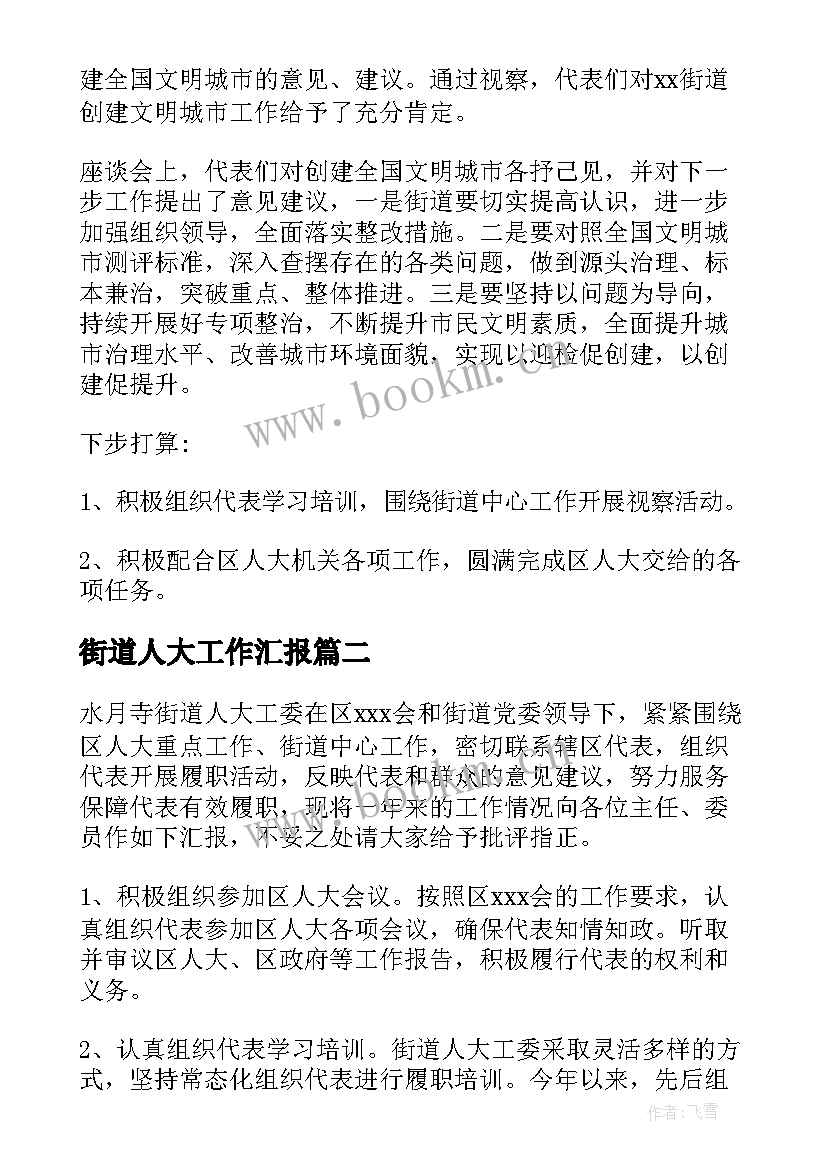 街道人大工作汇报(大全5篇)