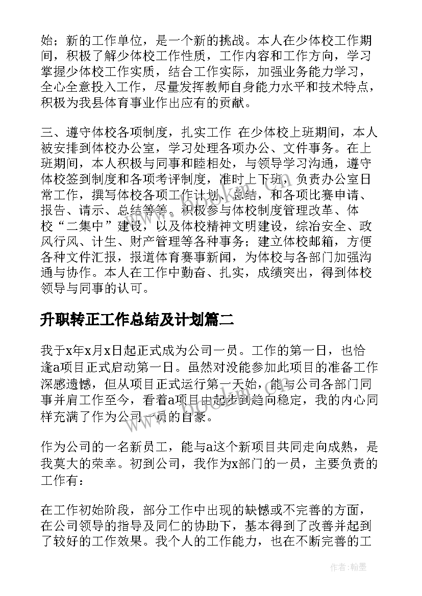 最新升职转正工作总结及计划 转岗教师三年教学工作总结(通用6篇)