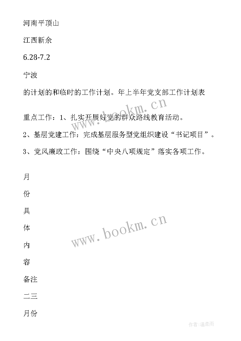 2023年月度工作计划表格(优秀5篇)