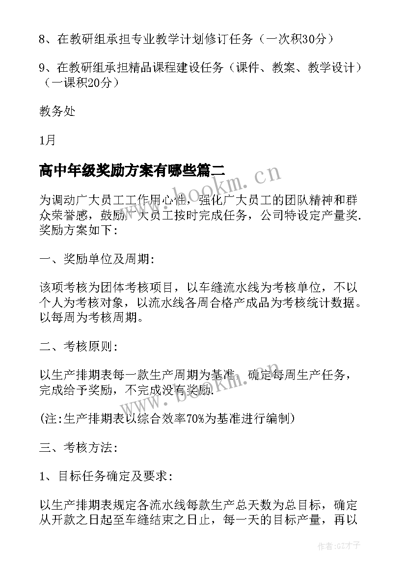 高中年级奖励方案有哪些 低年级小学生奖励方案(通用5篇)