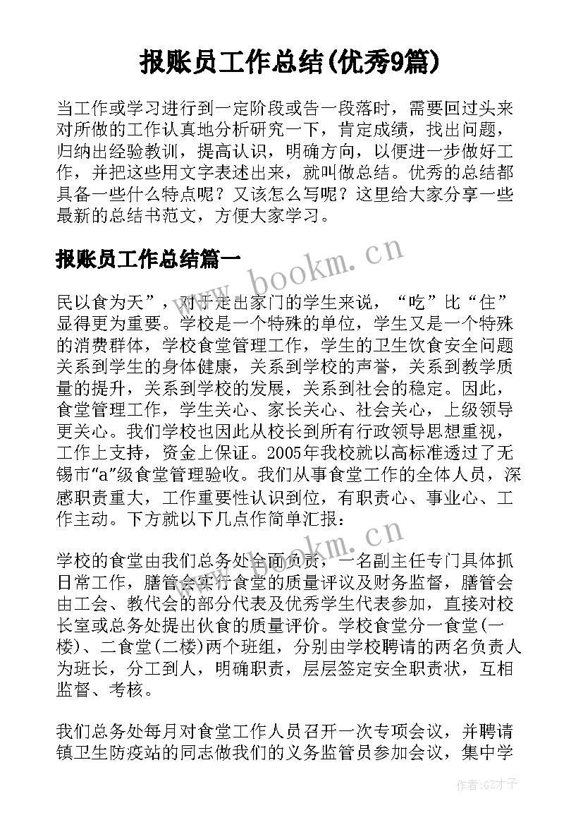 报账员工作总结(优秀9篇)