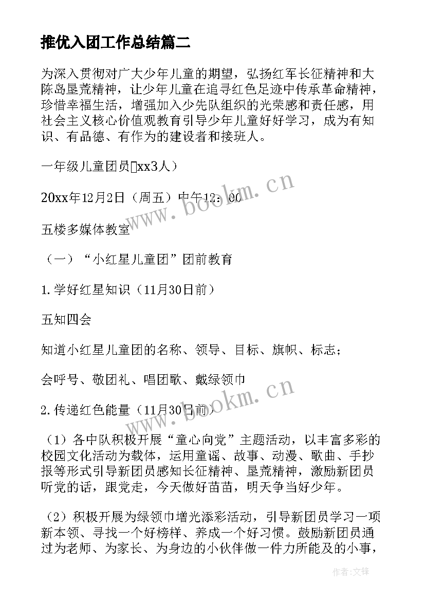 最新推优入团工作总结(汇总5篇)