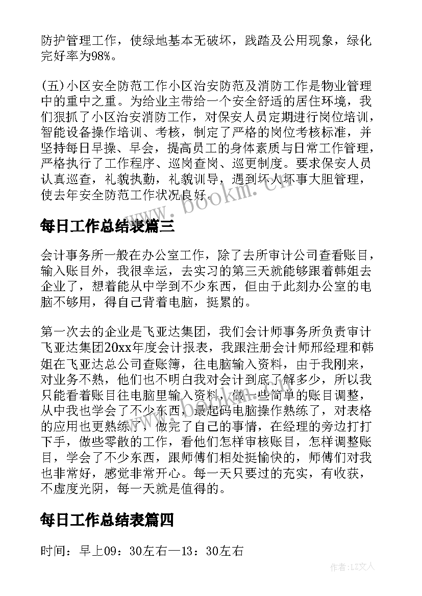 2023年每日工作总结表(优秀10篇)