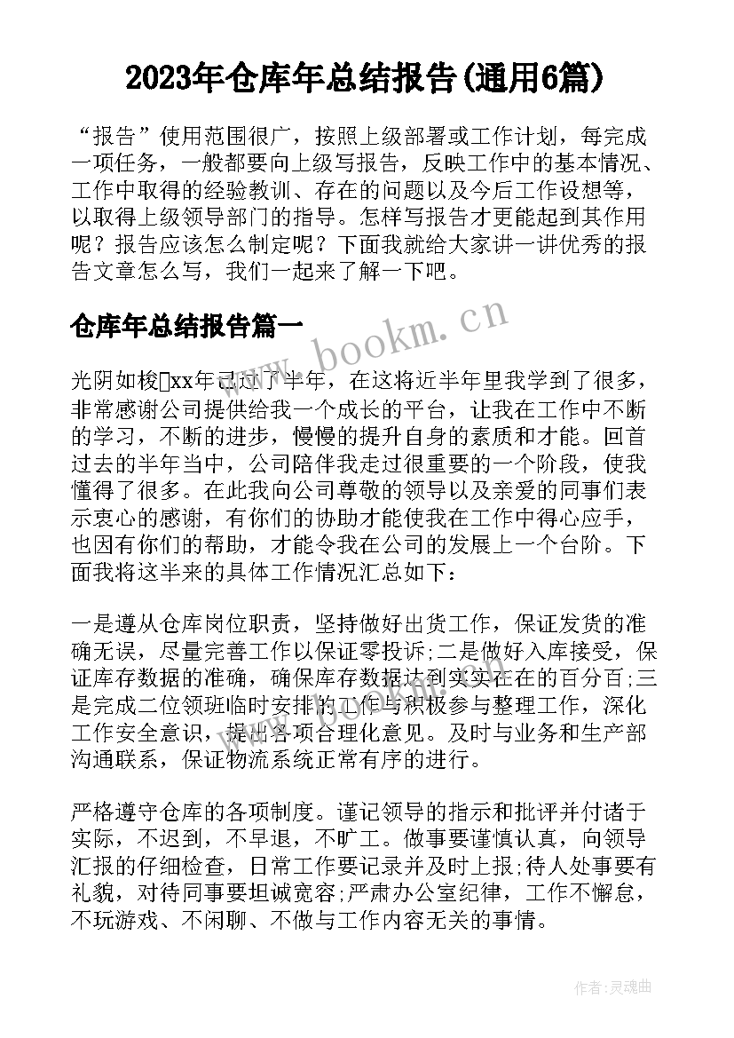 2023年仓库年总结报告(通用6篇)