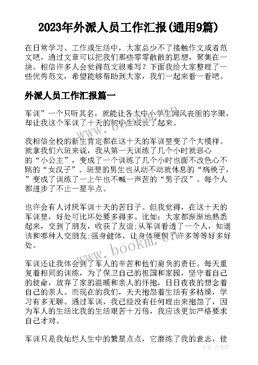 2023年外派人员工作汇报(通用9篇)