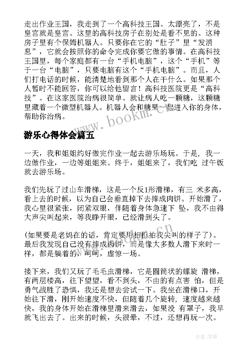 最新游乐心得体会(模板5篇)