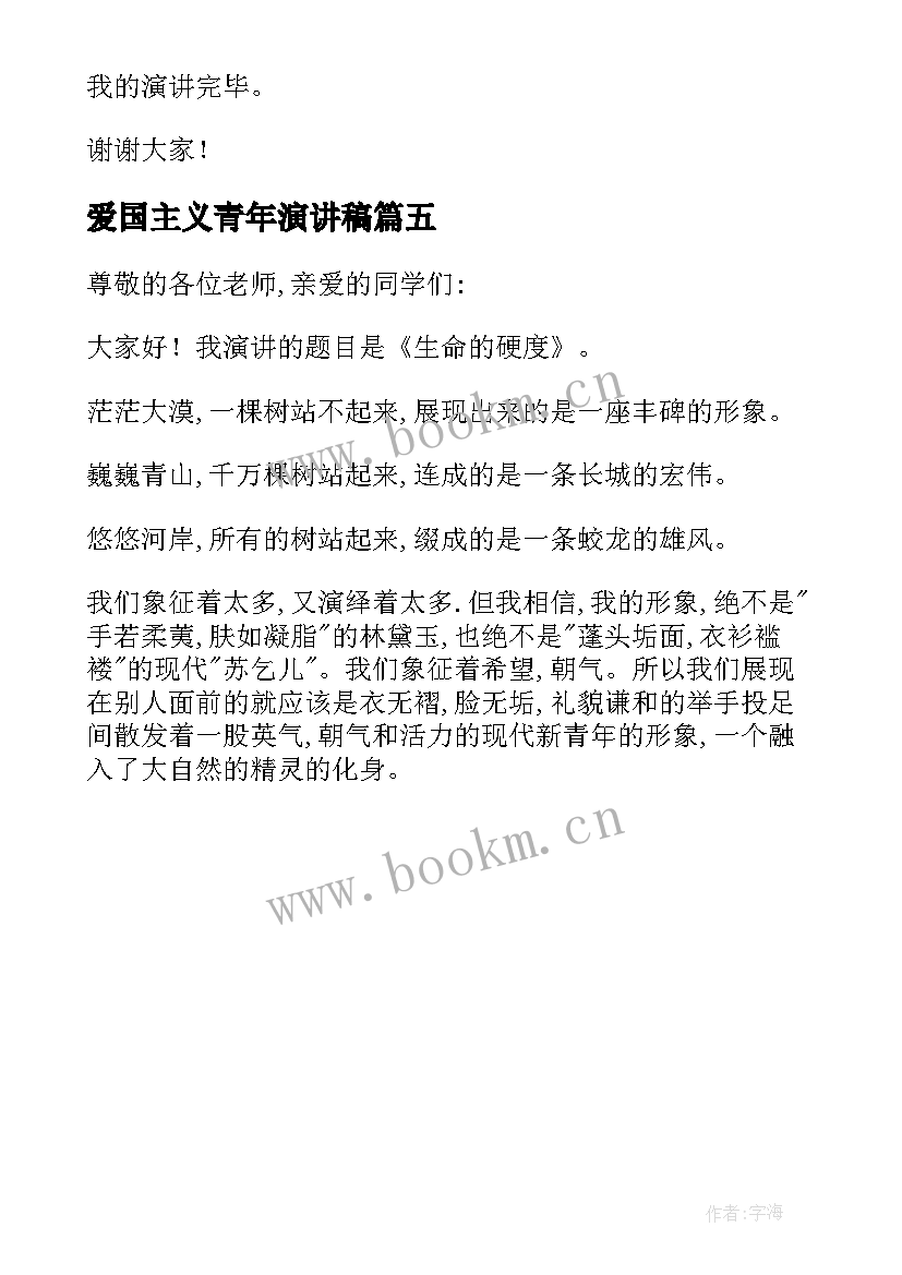 爱国主义青年演讲稿(优质5篇)