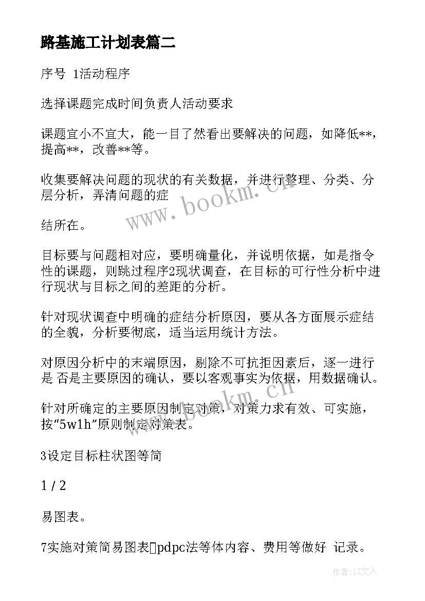 最新路基施工计划表 周工作计划表(汇总6篇)