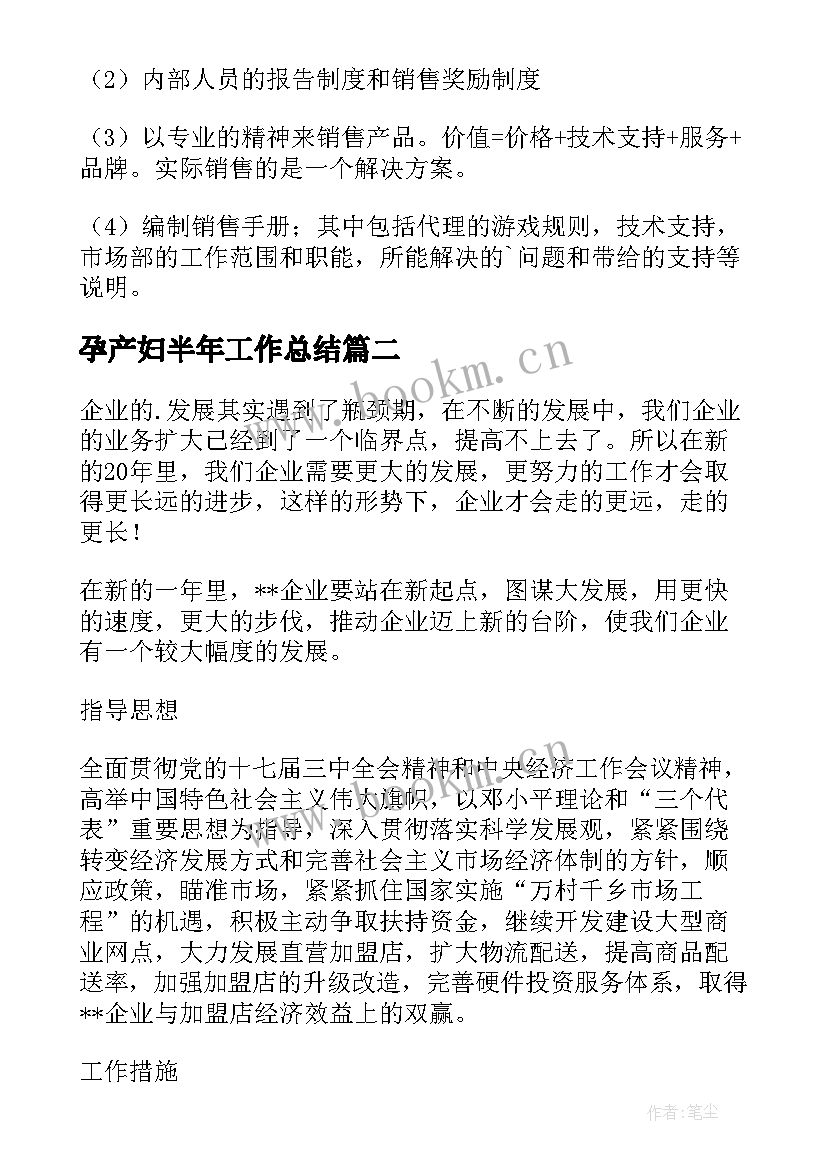 2023年孕产妇半年工作总结 年初工作计划(精选9篇)