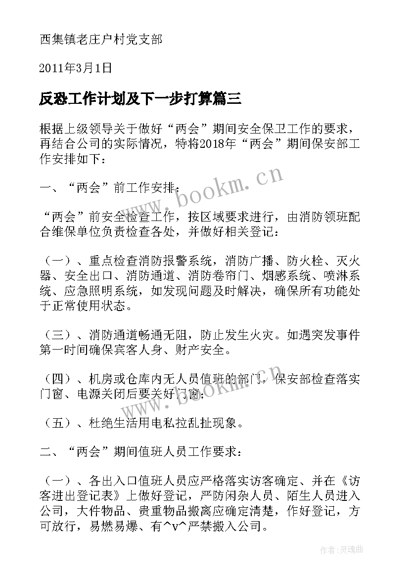 反恐工作计划及下一步打算(实用5篇)