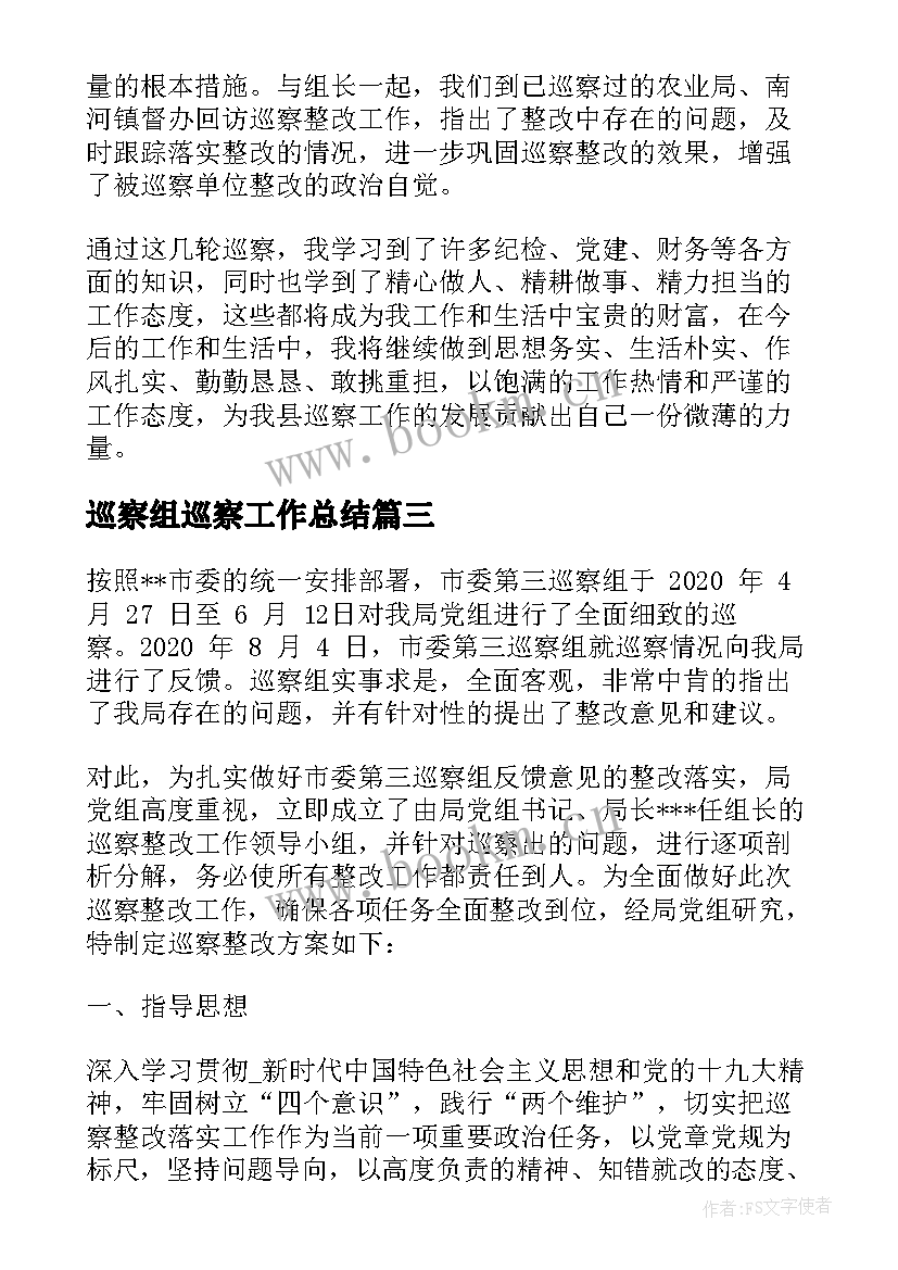 巡察组巡察工作总结 巡察工作计划政府优选(实用5篇)