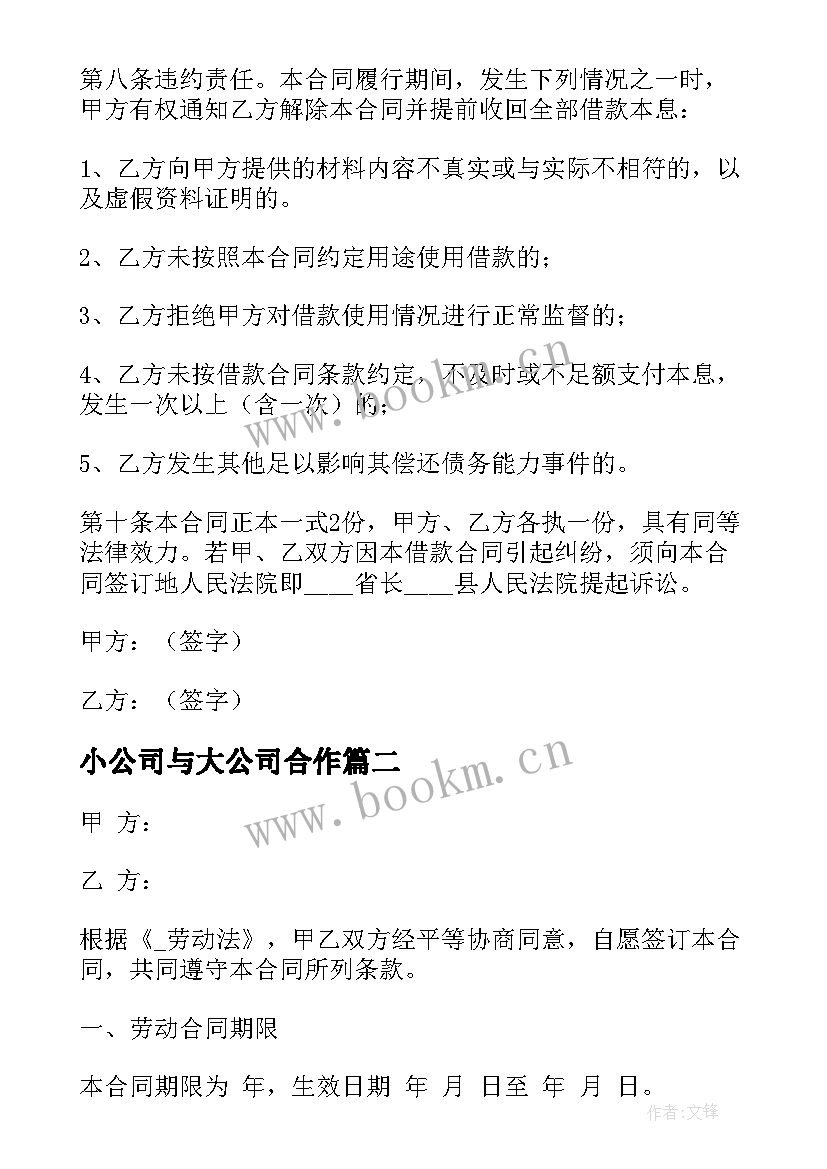 2023年小公司与大公司合作 公司之间简单借款合同(大全5篇)