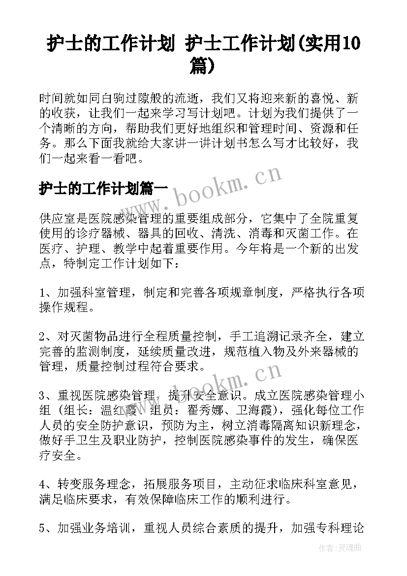 护士的工作计划 护士工作计划(实用10篇)