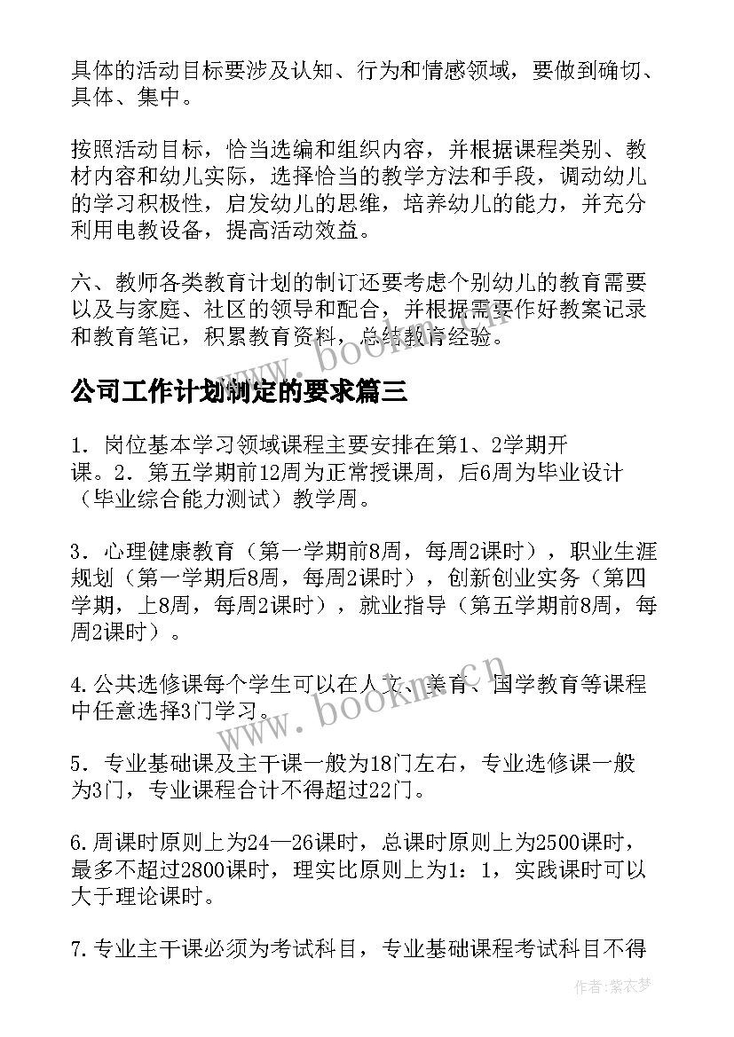 2023年公司工作计划制定的要求 工作计划制定的原则(精选5篇)