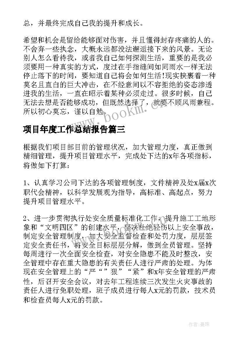 最新项目年度工作总结报告 项目经理年度工作计划(汇总5篇)