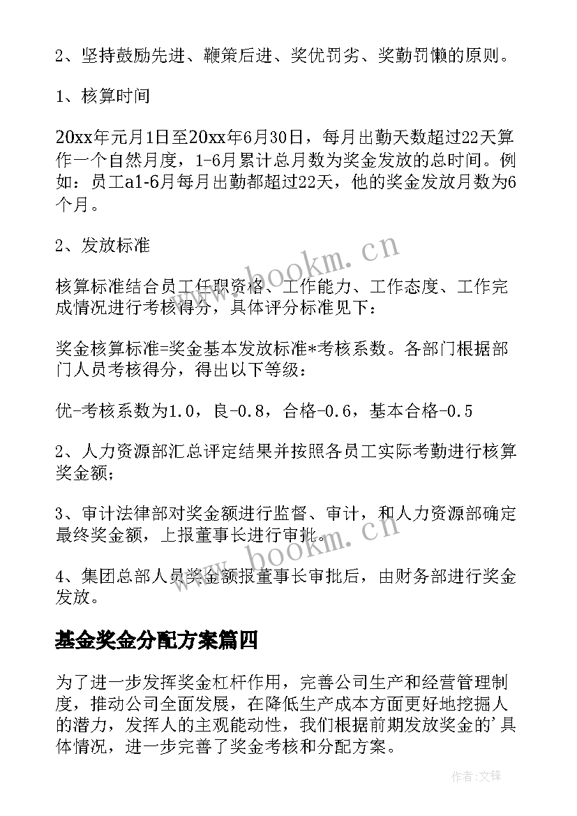 最新基金奖金分配方案 奖金分配方案(汇总5篇)