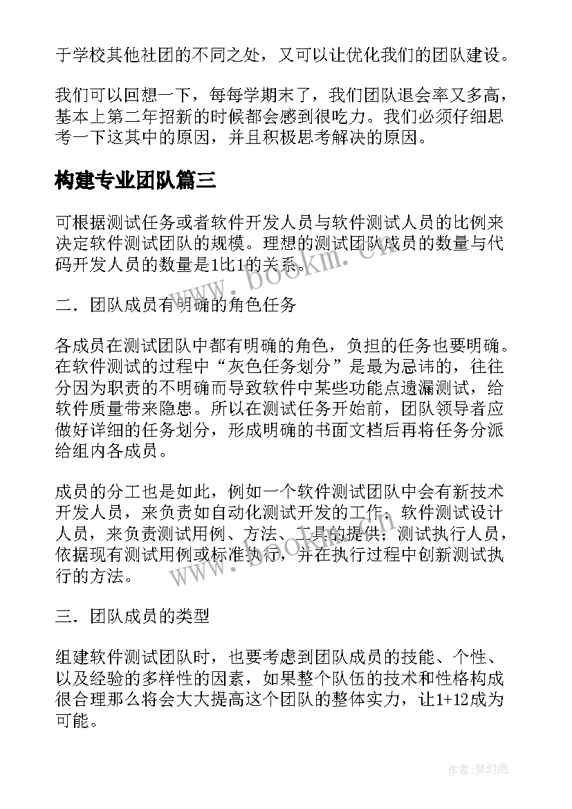 最新构建专业团队 寝室团队建设方案(大全8篇)