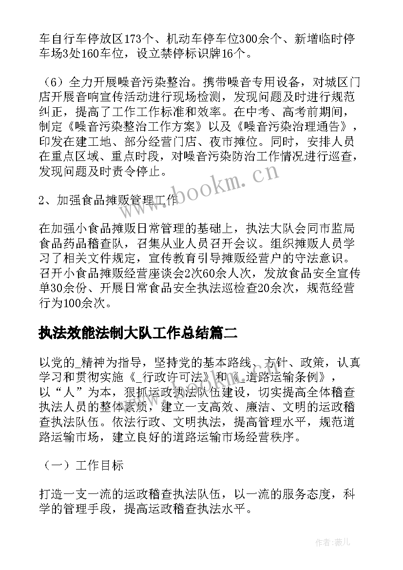 执法效能法制大队工作总结(通用5篇)