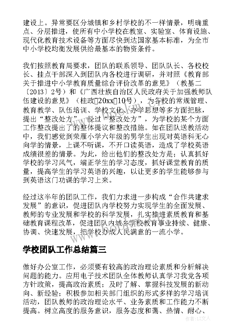 最新学校团队工作总结(汇总7篇)