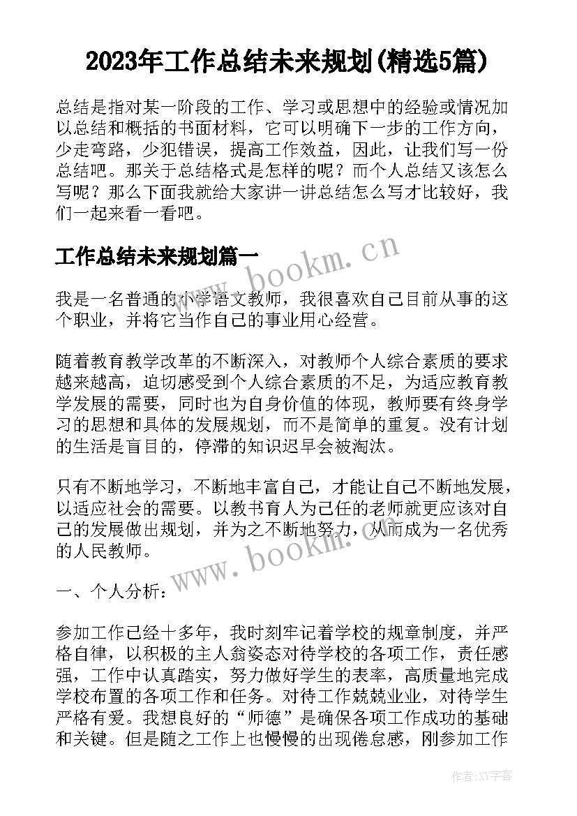 2023年工作总结未来规划(精选5篇)