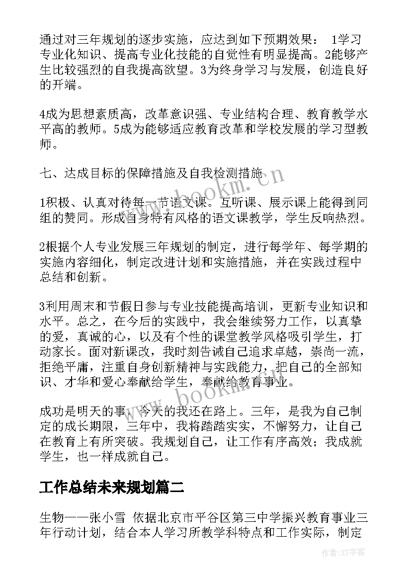 2023年工作总结未来规划(精选5篇)