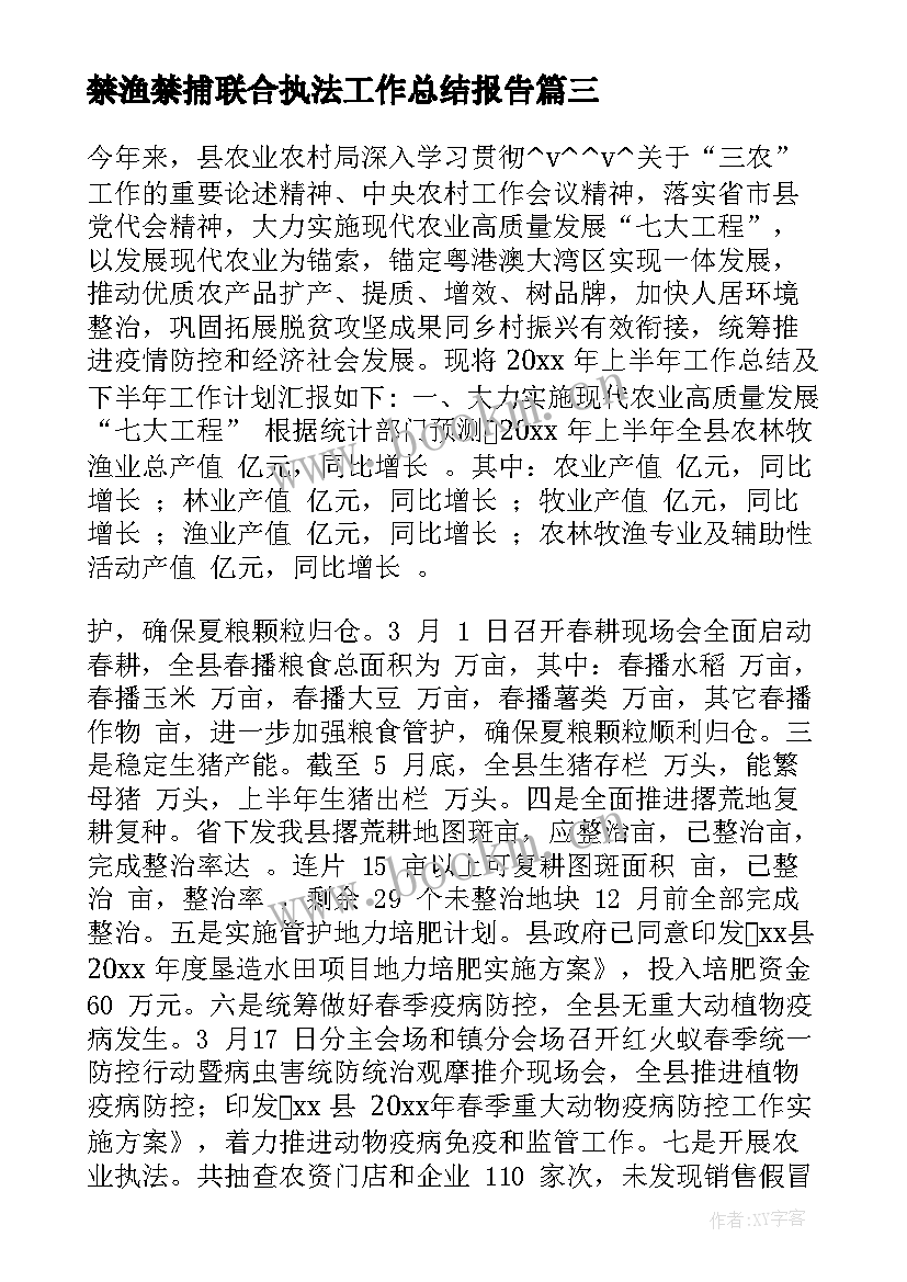 2023年禁渔禁捕联合执法工作总结报告 联合执法工作总结(优质5篇)