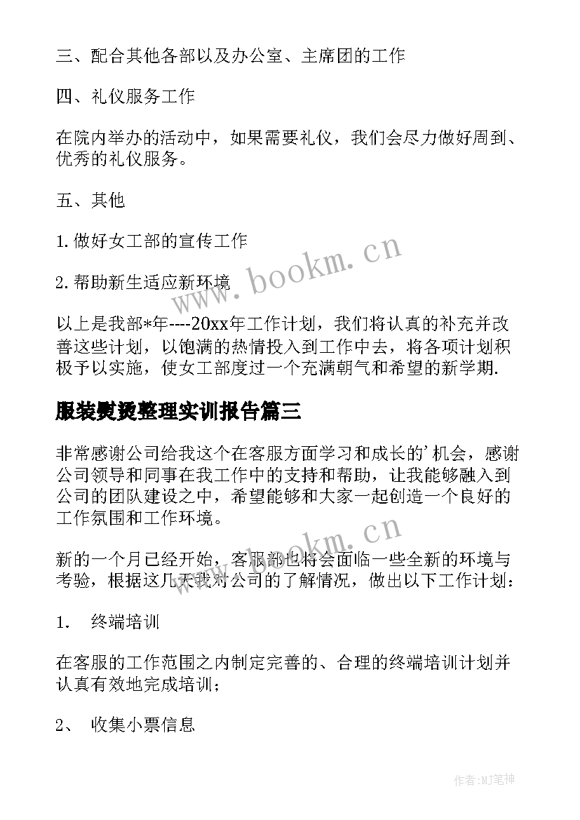 2023年服装熨烫整理实训报告(优质5篇)