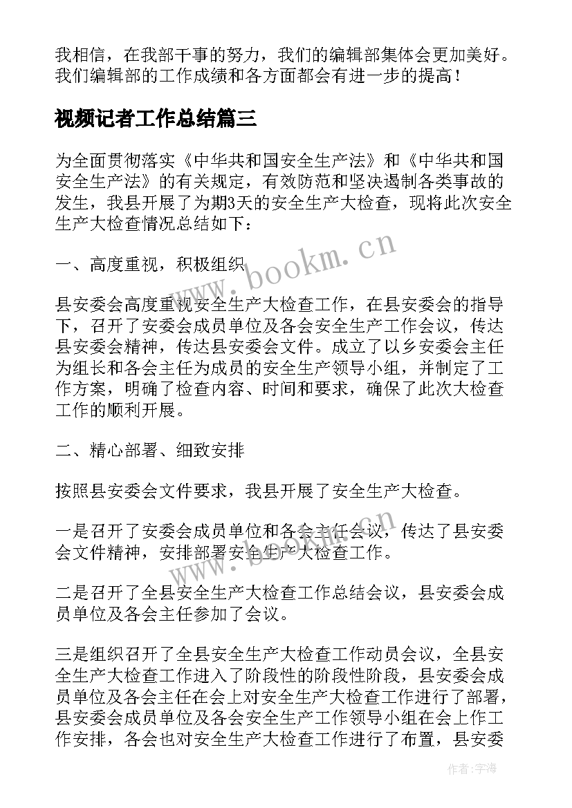 2023年视频记者工作总结(实用6篇)