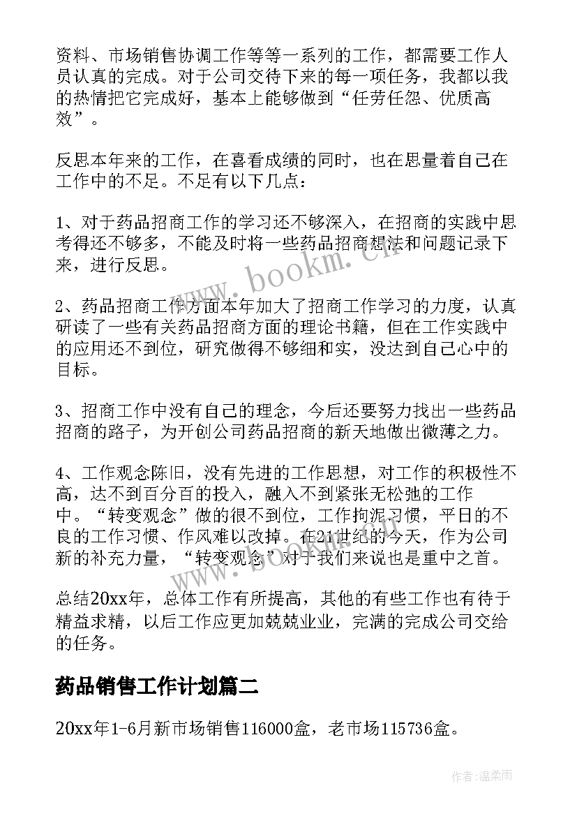 2023年药品销售工作计划(精选5篇)