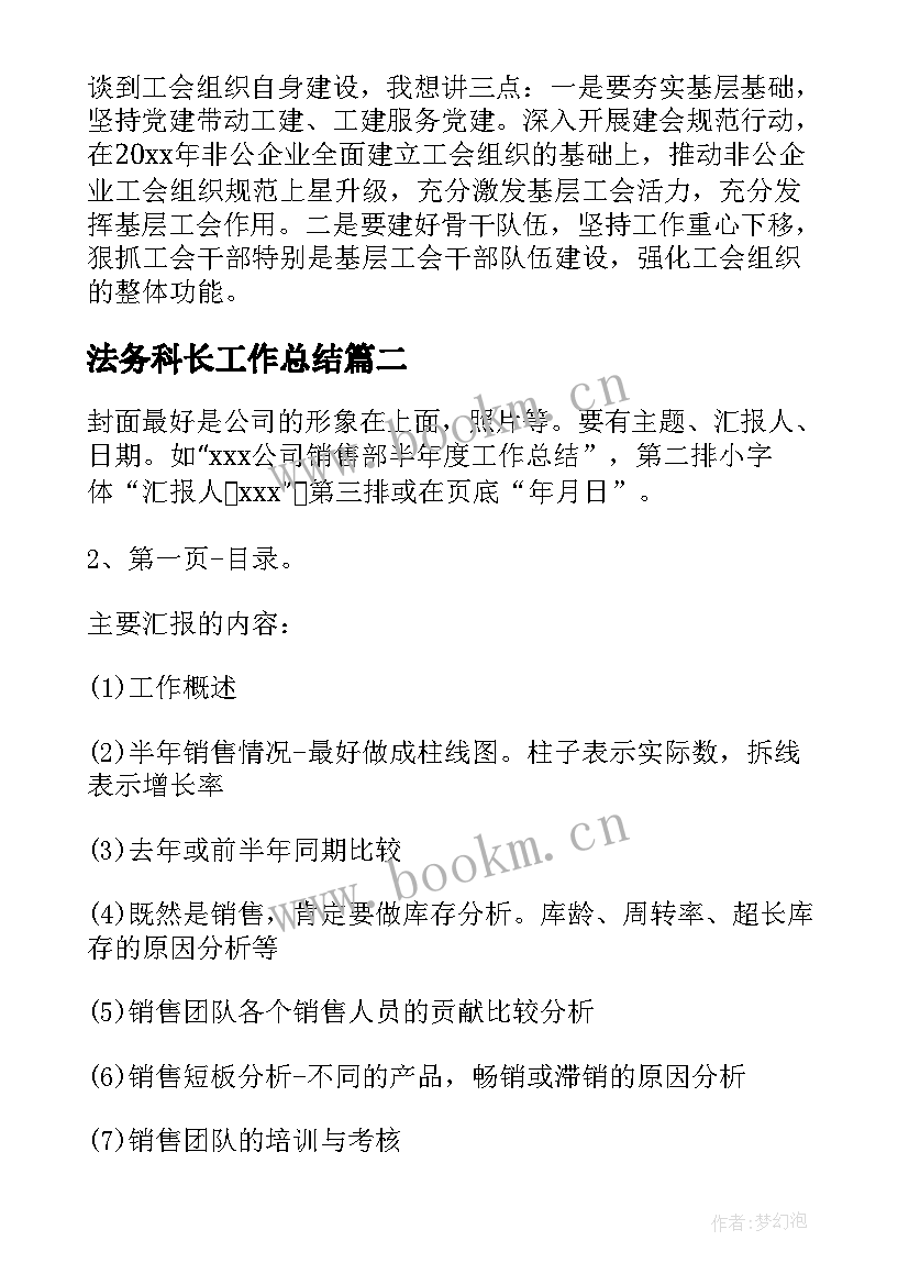 2023年法务科长工作总结(模板5篇)