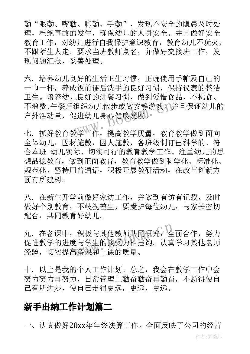 最新新手出纳工作计划 出纳工作计划(优质10篇)