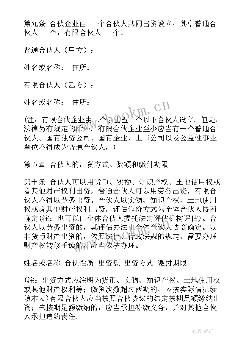 有限合伙企业合伙协议书 企业合伙人合同(优秀5篇)