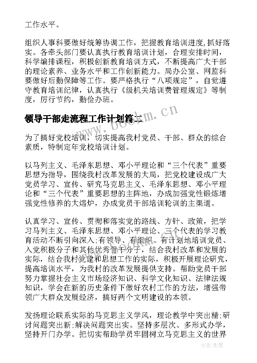 2023年领导干部走流程工作计划(精选6篇)