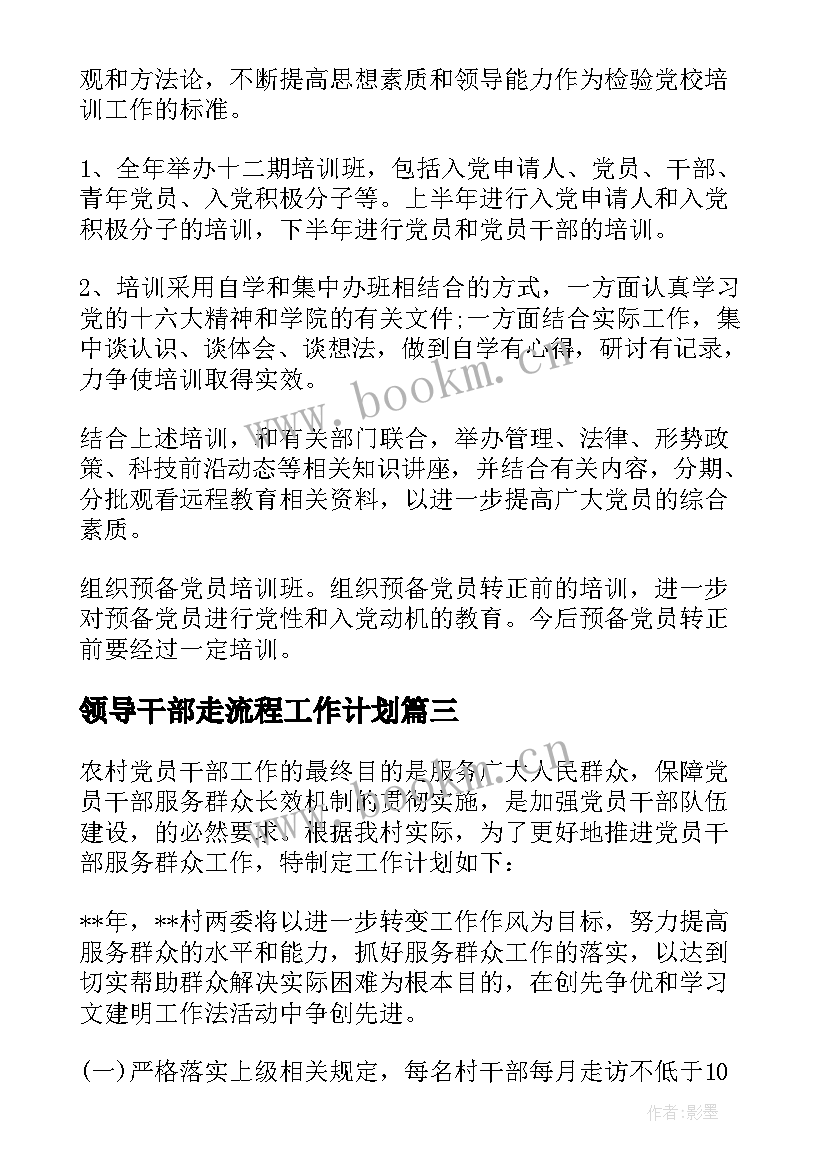 2023年领导干部走流程工作计划(精选6篇)