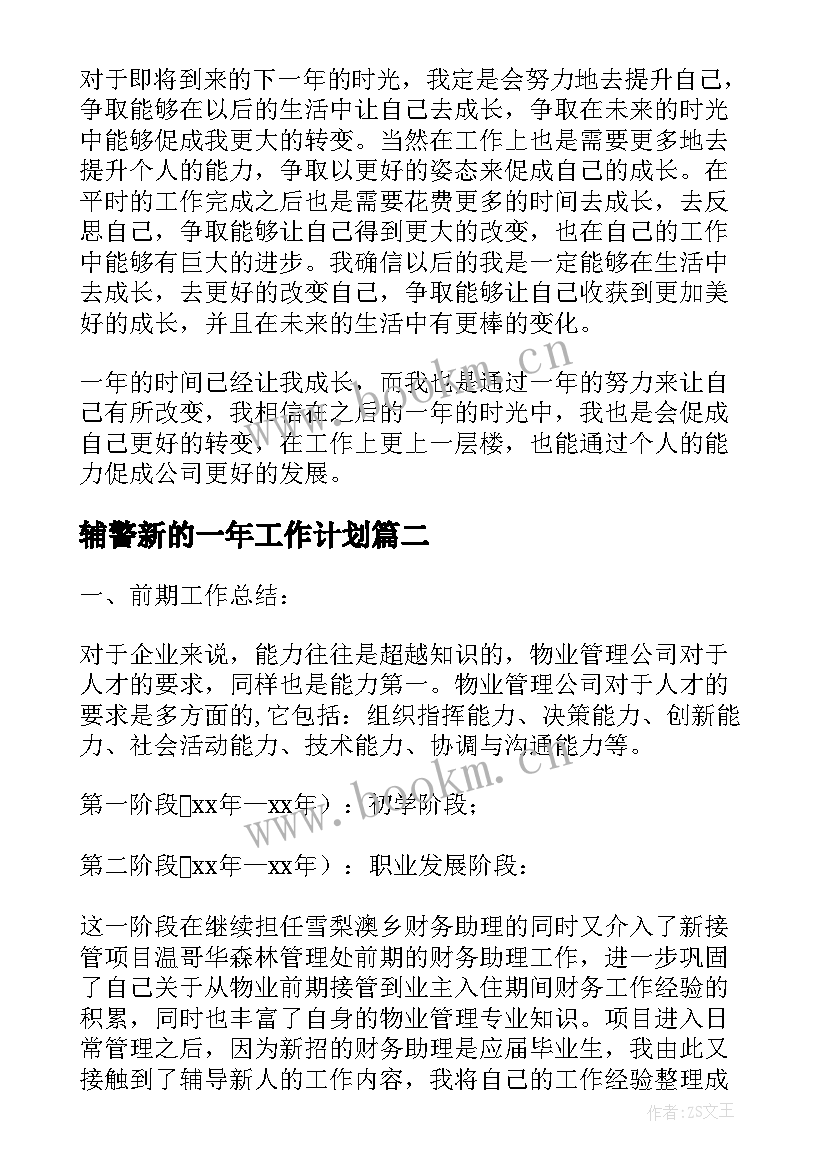 最新辅警新的一年工作计划(模板6篇)