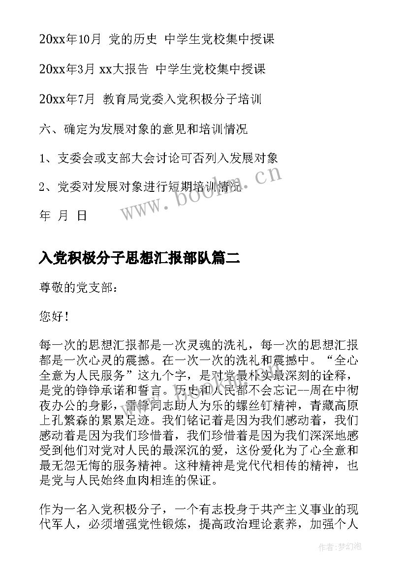 最新入党积极分子思想汇报部队(实用5篇)