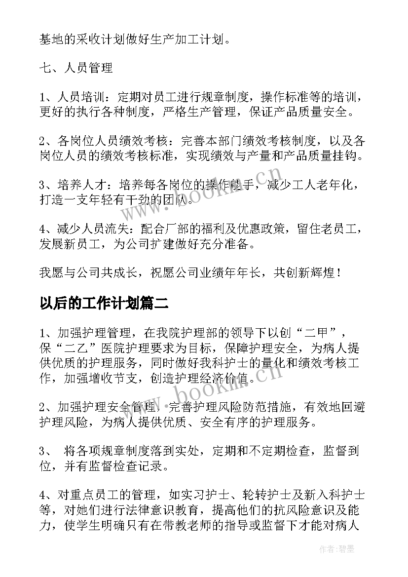 2023年以后的工作计划(精选8篇)