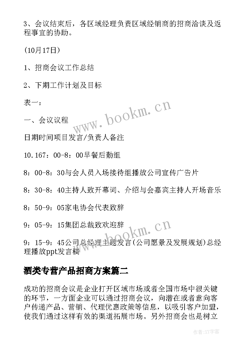 最新酒类专营产品招商方案 产品招商方案(优秀5篇)