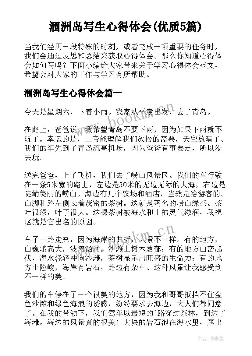 涠洲岛写生心得体会(优质5篇)