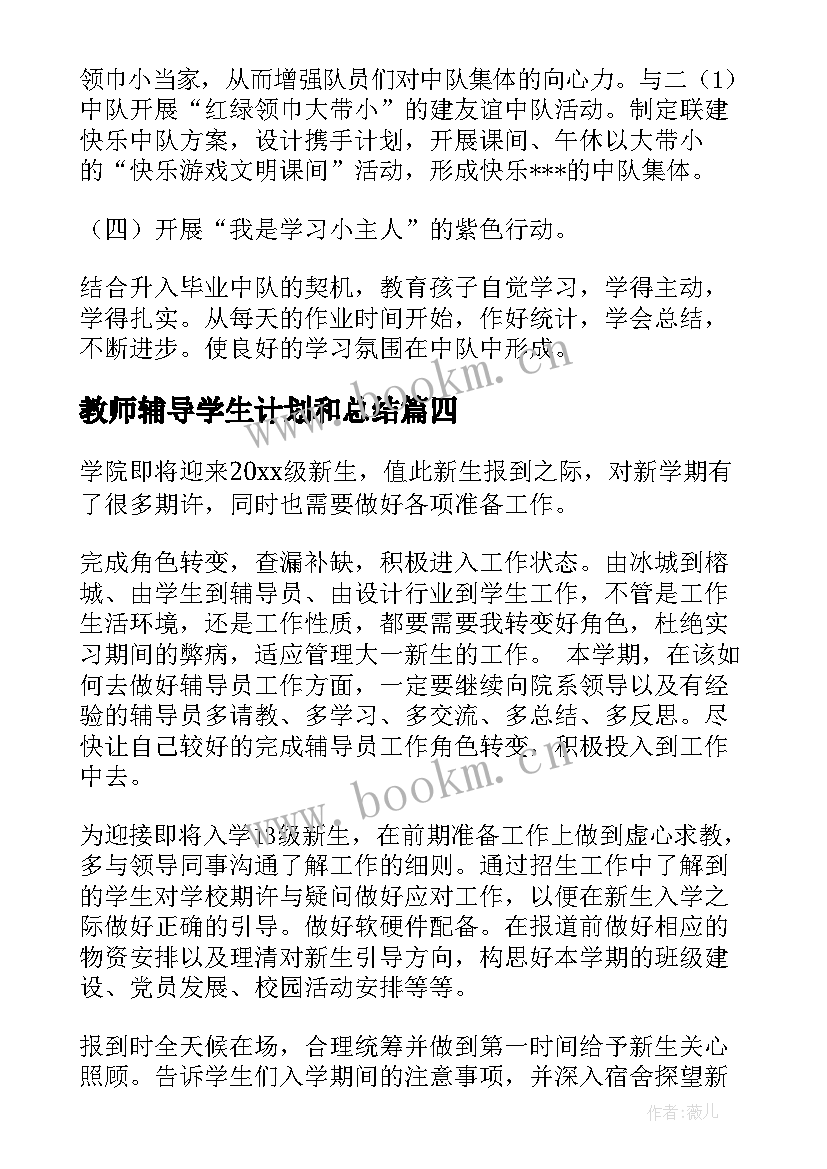 2023年教师辅导学生计划和总结(通用7篇)