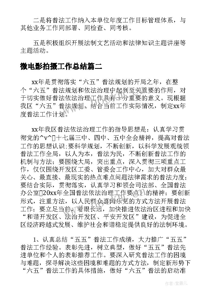 最新微电影拍摄工作总结(优秀7篇)