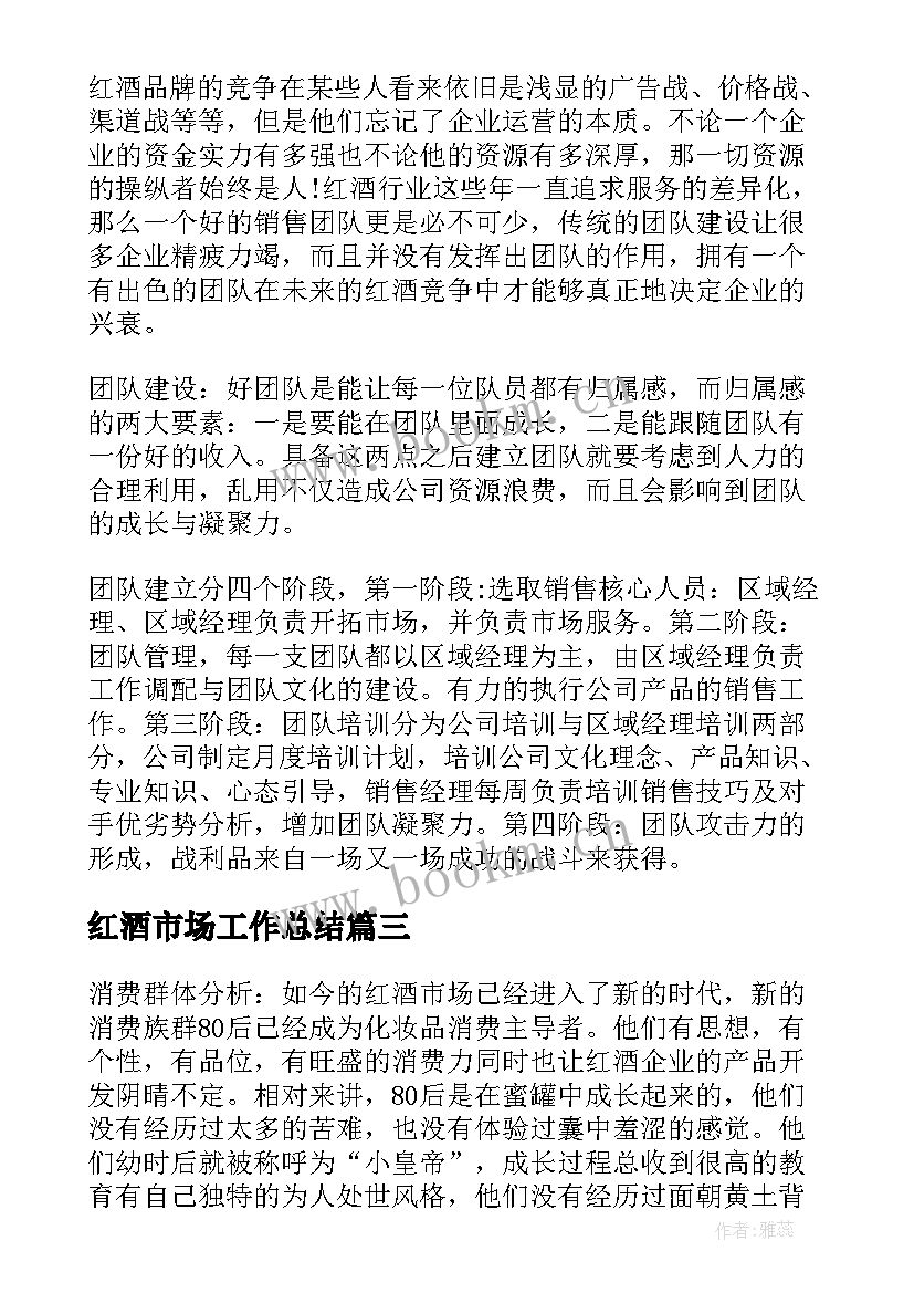 最新红酒市场工作总结 市场工作总结(优秀6篇)