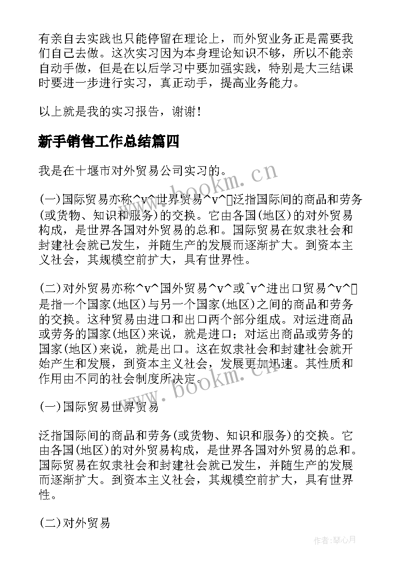 2023年新手销售工作总结 销售新手工作总结必备(汇总5篇)