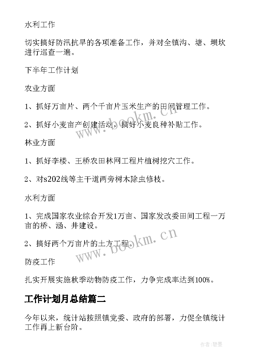 工作计划月总结 工作计划总结(优质6篇)