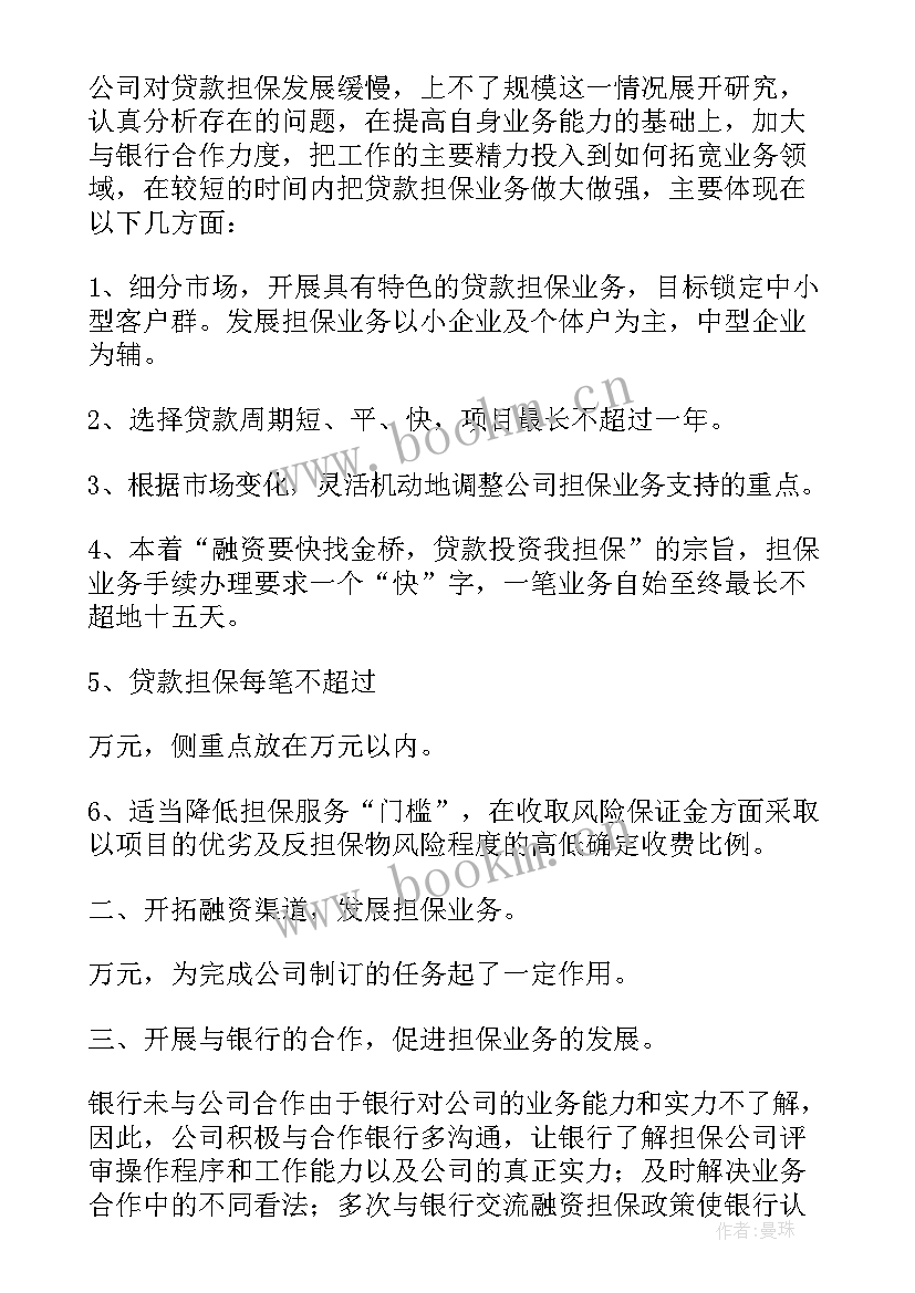 最新担保行业工作总结(汇总5篇)