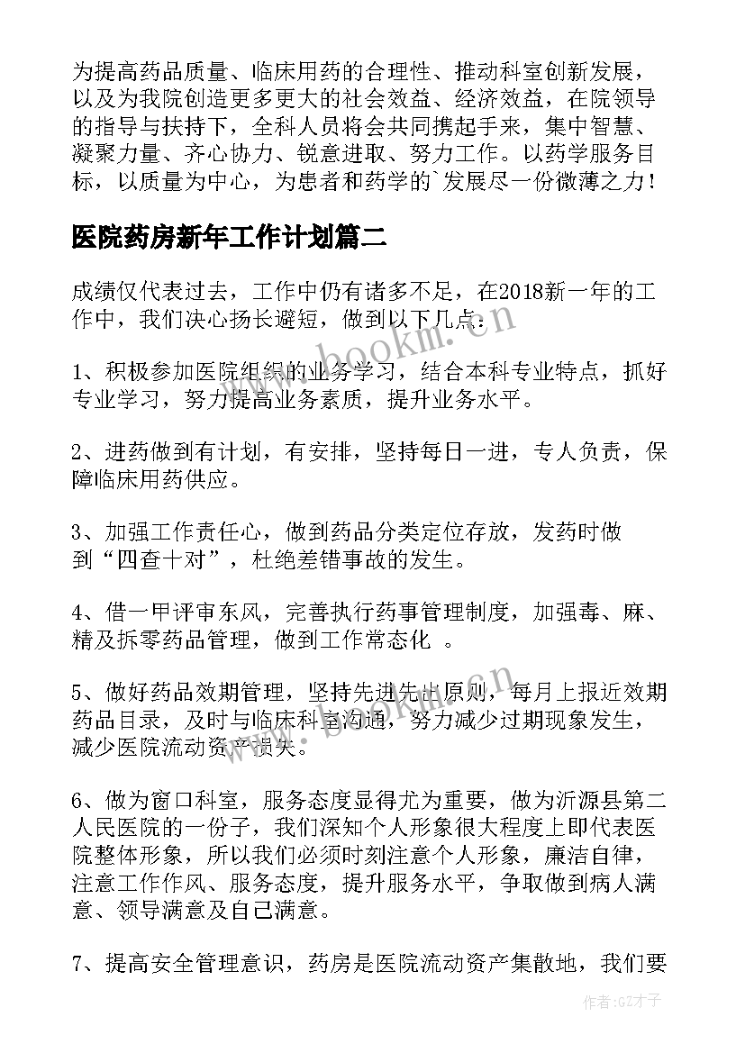 最新医院药房新年工作计划 医院药房年度工作计划(大全5篇)